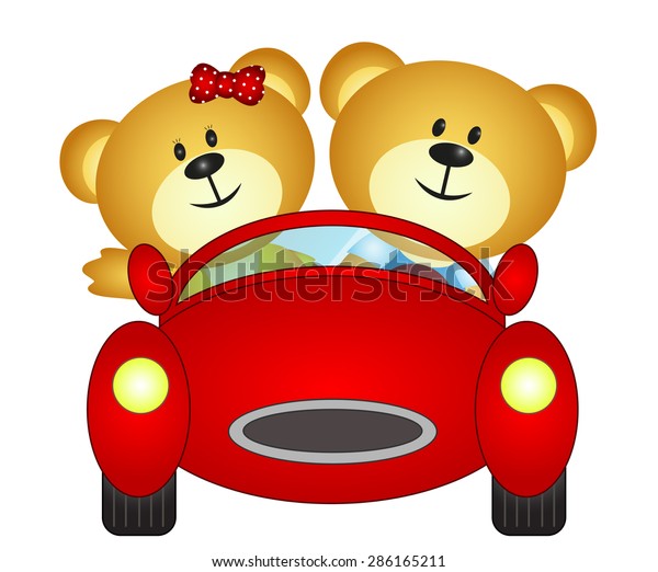 bear brothers playing\
with their car toy