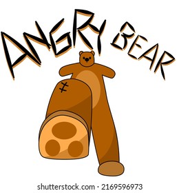 Bear brown so angry for t-shirt.vector and illustration.