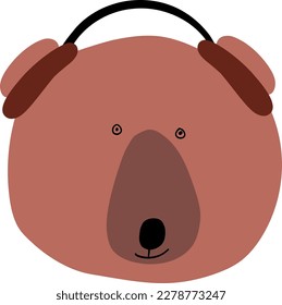 Bear brown in headphones children's drawing.