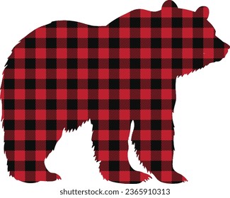 Bear Buffalo Plaid Vector Illustration
