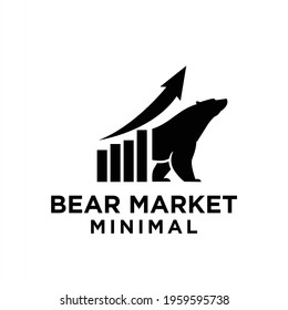 Bear bull with chart bar logo design. finance vector logo design