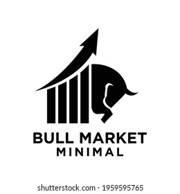 Bear bull with chart bar logo design. finance vector logo design