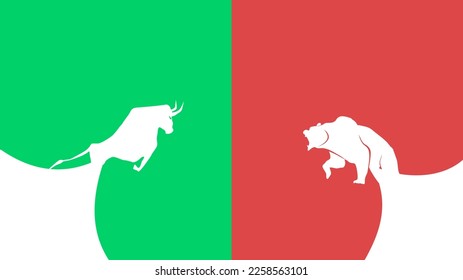 Bear and Bull confront each other. Bear and Bull Market Concept. investment banner 