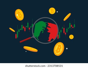 Bear and Bull fighting. Stock market trend. Symbol of Financial markets. Global economy crash or boom. Flat vector illustration