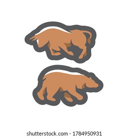 Bear and Bull. Financial exchange Vector Cartoon illustration.