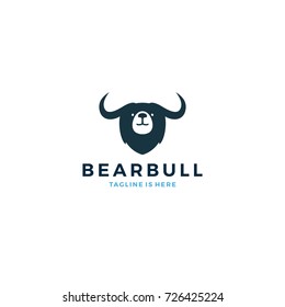 Bear Bull Head Face Logo Vector Icon Template Illustration