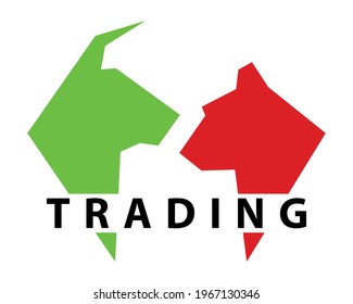 Bear bull market investment. Exchange finance vector illustration. Symbol economy concept design. Abstract animal trading.