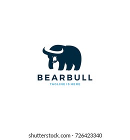 Bear Bull Negative Space Horn Logo Icon Template Vector Illustration