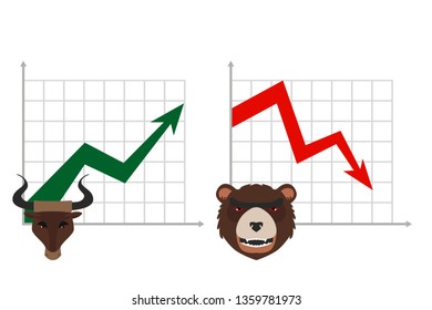 Bear and bull vector illustration. Players on Exchange. Bulls and bears traders on a stock market.