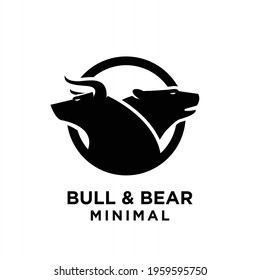 Bear And Bull Vector Logo Design Players On Exchange And Traders On A Stock Market