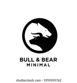 Bear and bull vector logo design players on Exchange and traders on a stock market