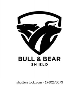 Bear And Bull Vector Logo Design Players On Exchange And Traders On A Stock Market