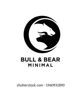 Bear and bull vector logo design players on Exchange and traders on a stock market