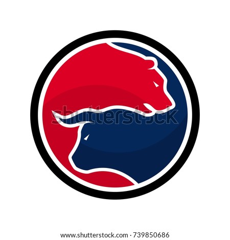 bear and bull vector logo. icon vector. stock exchange symbol. 