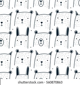 bear, bunny, panda and cat pattern  vector illustration.T-shirt graphics for kids vector illustration