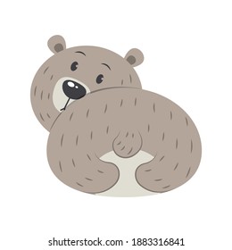 Bear butt vector illustration cartoon isolated on white background. Cute fat bear pastel cartoon.