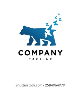 Bear and Butterfly Logo Icon vector