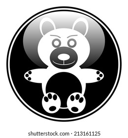 Bear button on white background. Vector illustration.