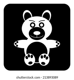 Bear button on white background. Vector illustration.
