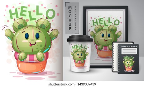 Bear Cactus - Mockup For Your Idea. Vector Eps 10