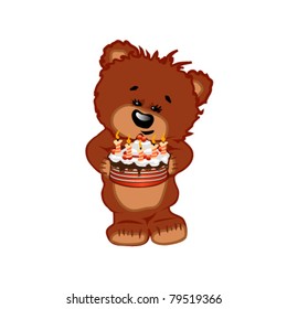 Bear with cake. Vector