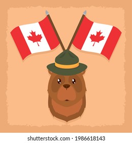 bear with canada flags illustration