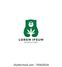 bear cannabis leaf logo vector icon template