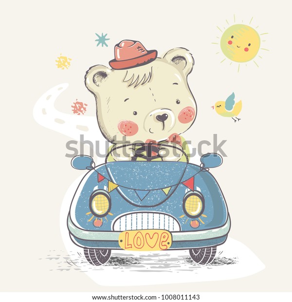 Image Vectorielle De Stock De Ours En Voiture Illustration Vectorielle Dessinee A 1008011143