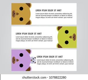 bear cartoon banner set design