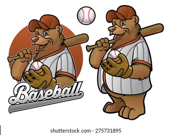 bear cartoon baseball player