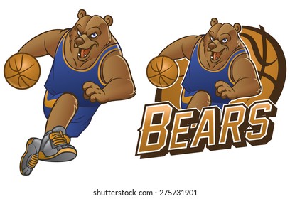 bear cartoon basketball mascot