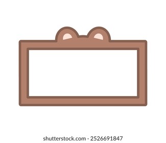 Bear cartoon character blank banner empty space for text, information, message. Colored outline decorative vector design isolated illustration.