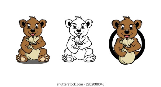 Bear Cartoon Character design illustration vector eps format , suitable for your design needs, logo, illustration, animation, etc.