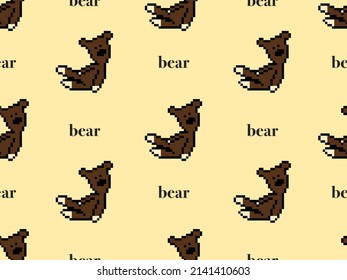 bear cartoon character seamless pattern on yellow background.Pixel style
