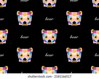 Bear cartoon character seamless pattern on black background