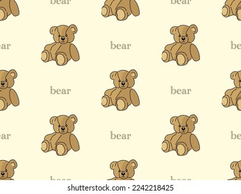 Bear cartoon character seamless pattern on yellow background
