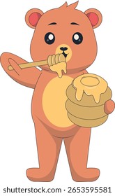 Personaje de dibujos animados de oso. Diseño de Ilustración vectorial