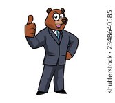 bear cartoon character wear business suit