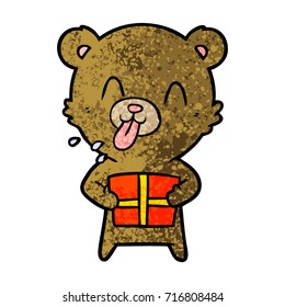 bear cartoon chraracter with present