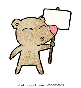 bear cartoon chraracter with protest sign