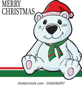 bear cartoon in christmas hat vector