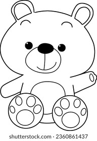 Bear cartoon coloring page for kid .vector isloated on white background.