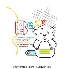 bear cartoon coming out of a shirt pocket