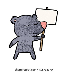 bear cartoon craracter with protest sign