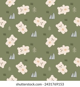 Bear cartoon cute animal pattern 