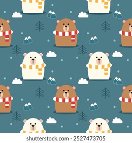 Bear cartoon cute animal pattern 