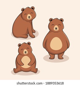 Bear Cartoon Cute Animals Collections Set