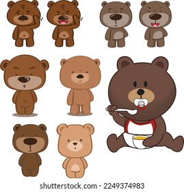 Bear Cartoon, Cute Cartoon vector, Bear characters 