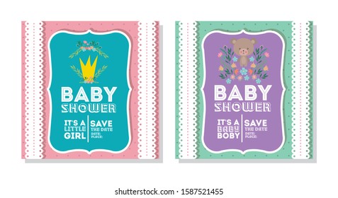 bear cartoon design, Baby shower invitation party card and decoration theme Vector illustration