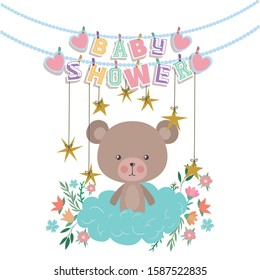 bear cartoon design, Baby shower invitation party card and decoration theme Vector illustration